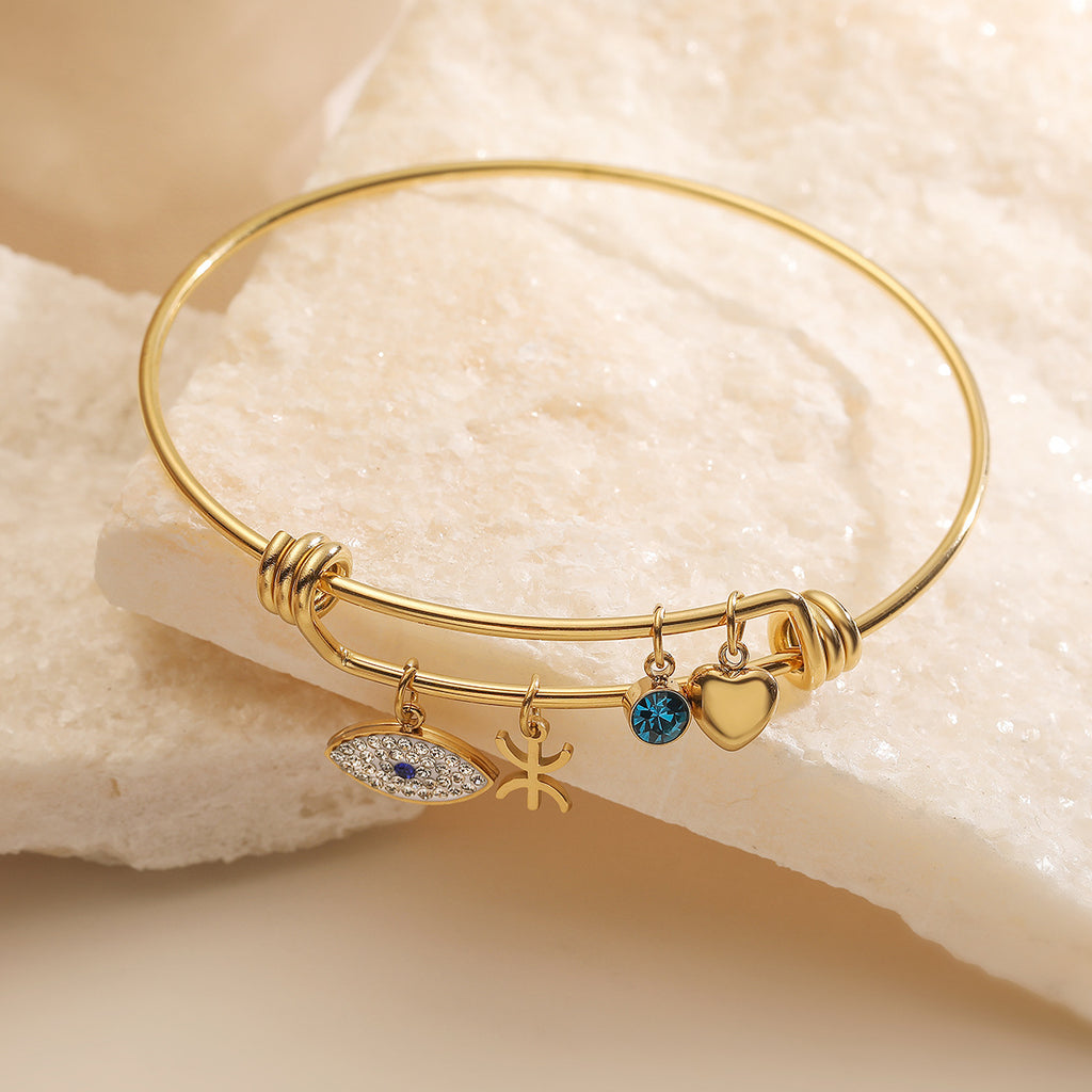 Gold Silver Evil Eye Cubic Zirconia Copper Bracelet For Women Bulk