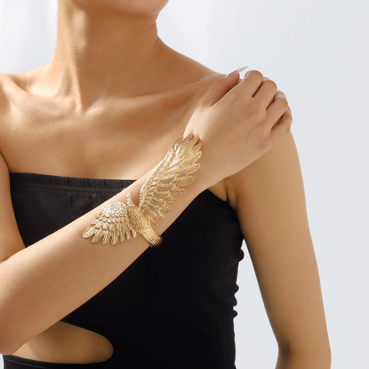 Eagle Long Feather 18K Gold Anti Tarnish Cuff Kada Bracelet Bulk