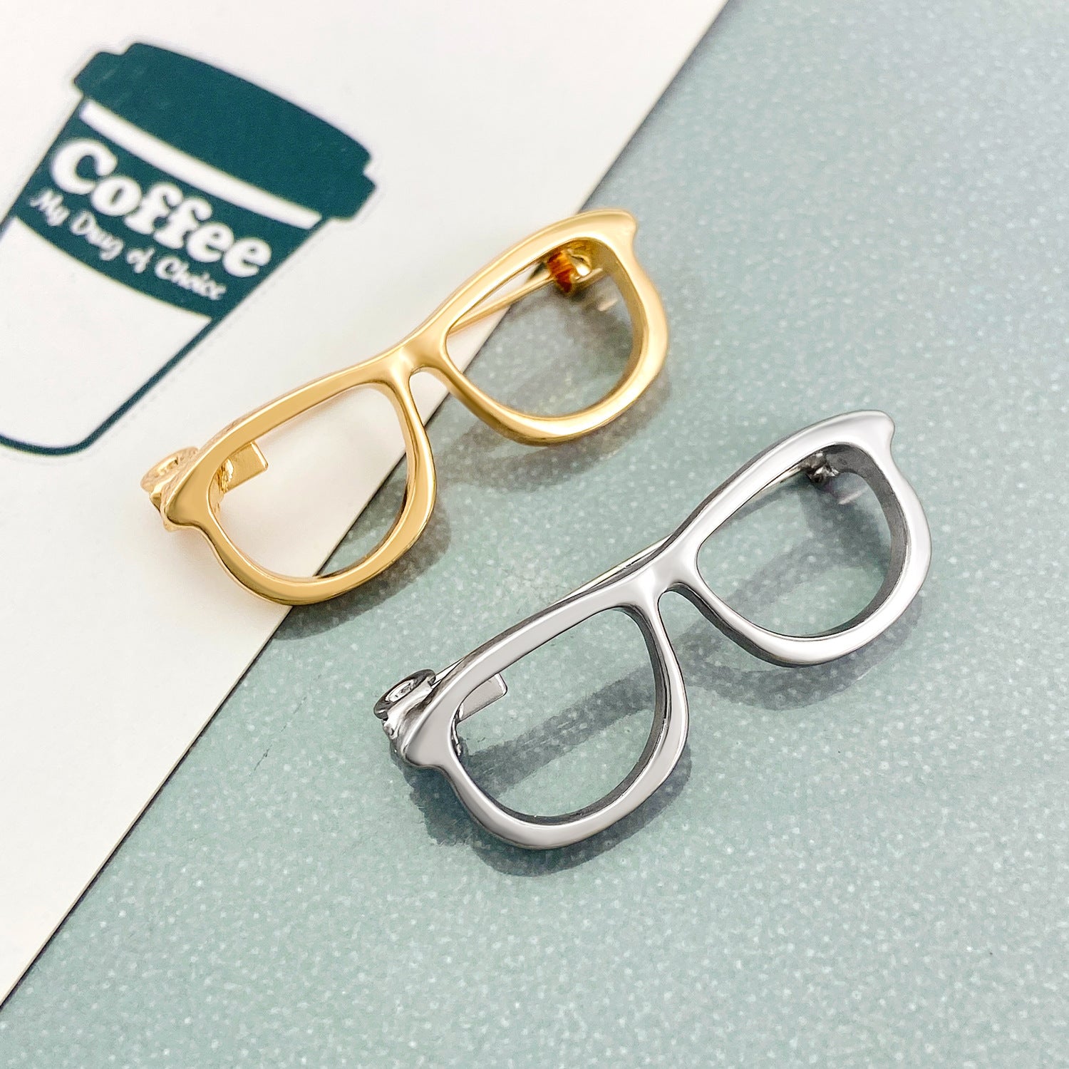 Modern Eyeglass Gold Silver Plated Plain Alloy Brooch For Unisex Bulk Main image