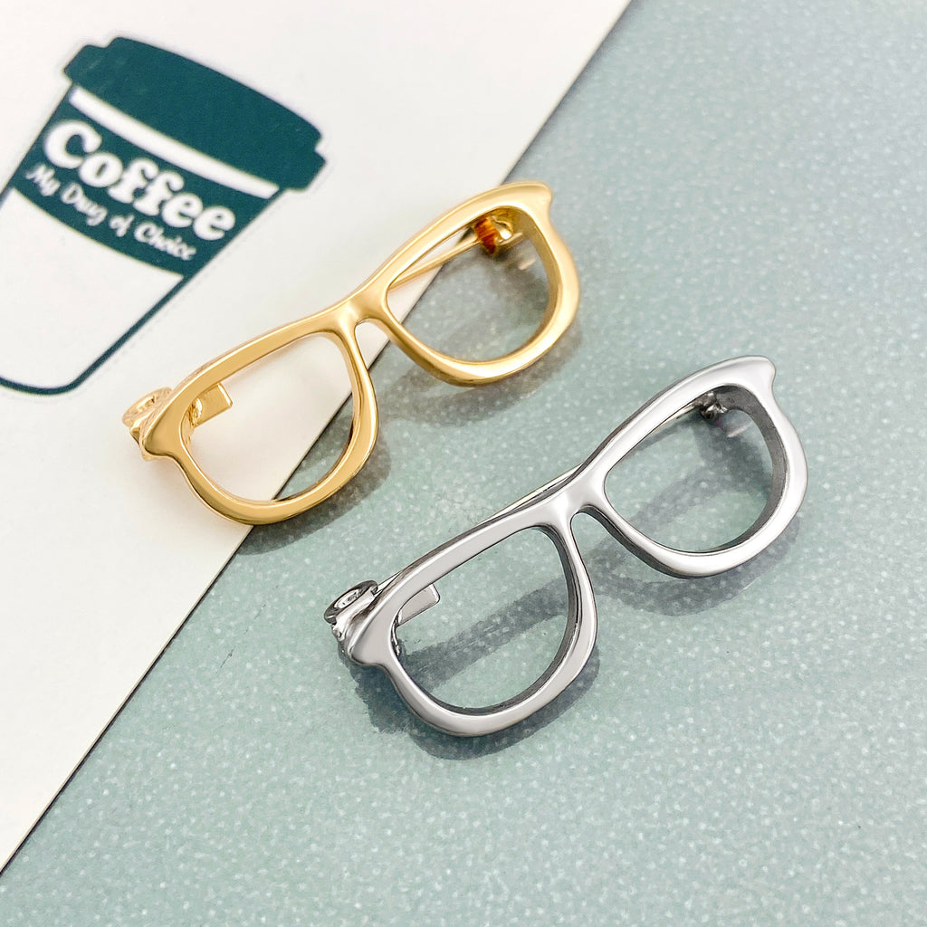 Modern Eyeglass Gold Silver Plated Plain Alloy Brooch For Unisex Bulk
