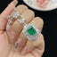 Luxury Emerald Green CZ Silver Plated Copper Necklace Combo Set Bulk