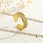 Heart 18K Gold CZ On Surface Anti Tarnish Free Size Ring Bulk