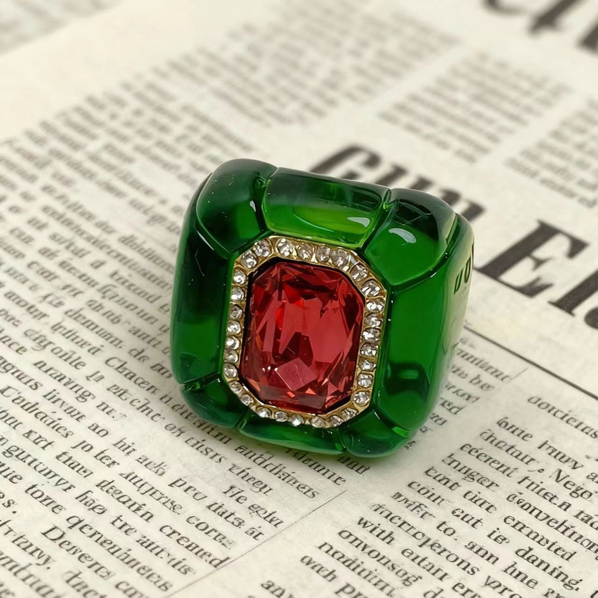 Designer Multi Color Enamel Gold Plated Square Cocktail Ring Bulk