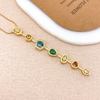 Designer Rainbow Crystal Gold Silver CZ Stainless Steel Necklace Bulk