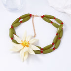 Multi Color Choker Choker Flower Gold Plated Resin Necklace For Women Bulk