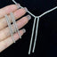 Long Silver Solitaire CZ Anti Tarnish Y Necklace Earring Bulk