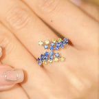 Multicolour Solitaire Brown Blue Cubic Zirconia Silver Anti Tarnish Necklace Earring Ring Set For Women