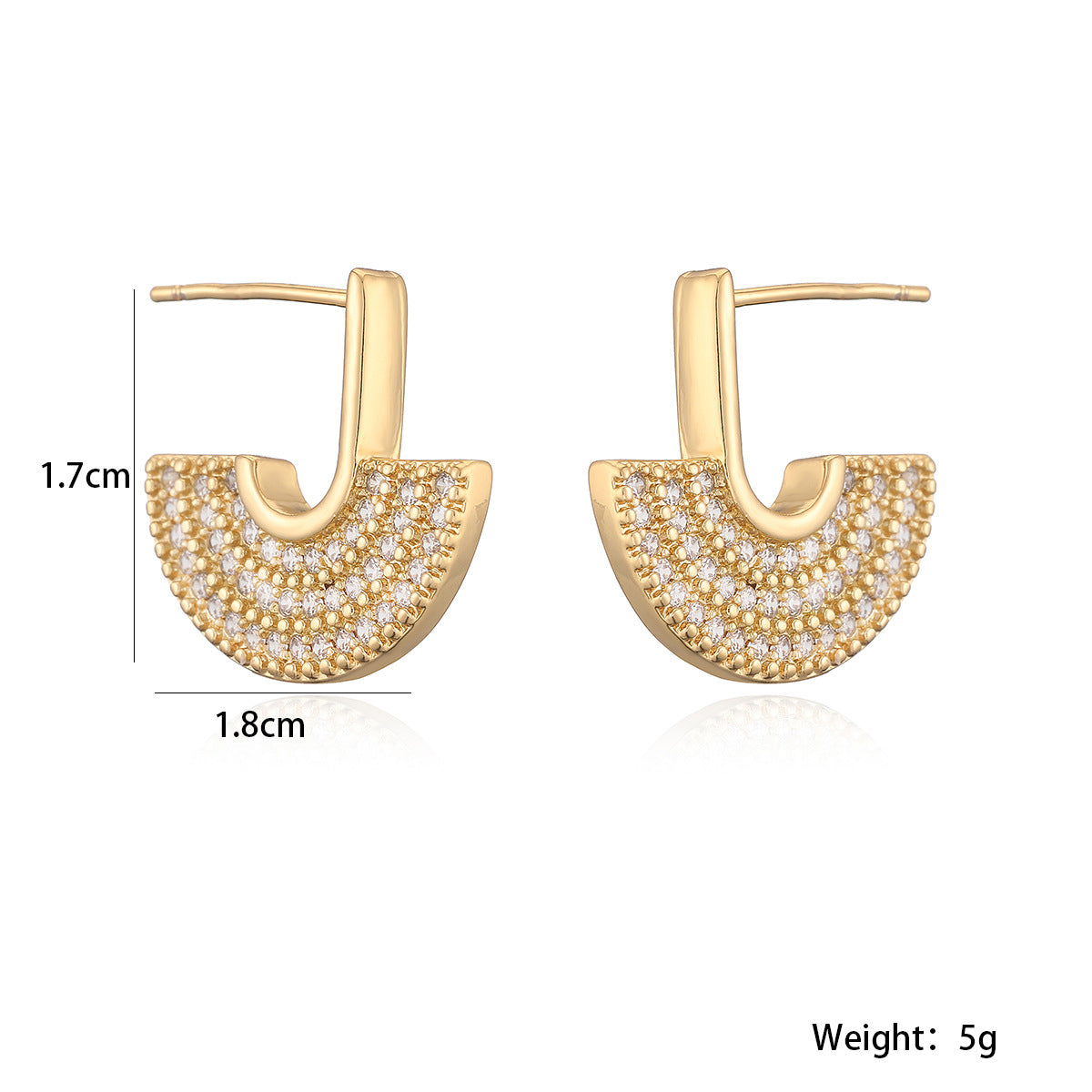 Half Round CZ 18K Gold Silver Anti Tarnish Hoop Earring Bulk
