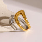 Modern Sculpted Open Gold Silver Plated Stainless Steel Fancy Ring Bulk