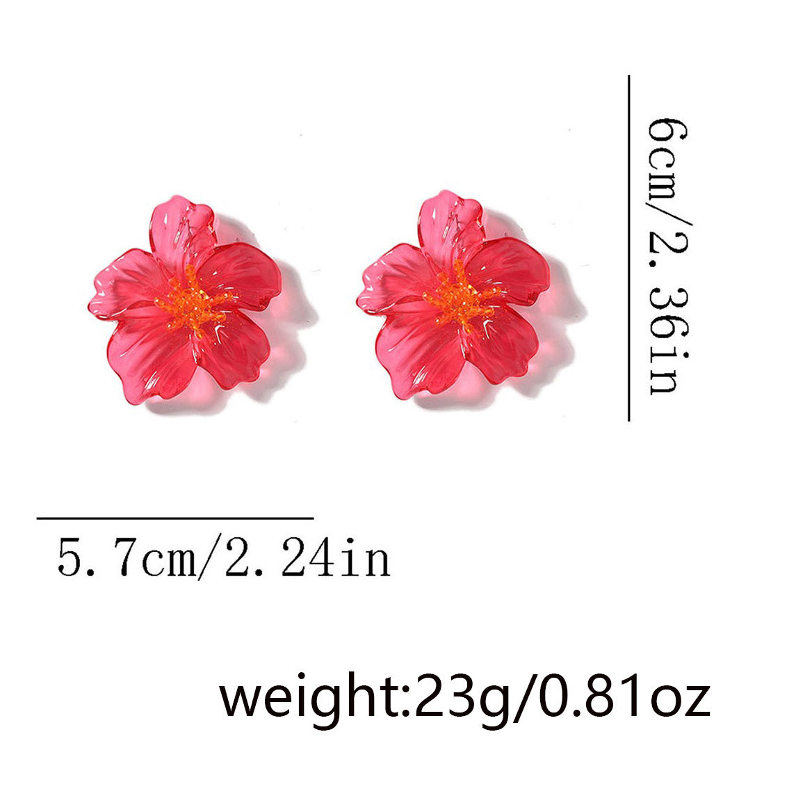 Acrylic Transparent Flower Orange Dangler Stud Earring For Women Bulk