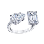 Princess Cut & Pear Shape Silver CZ Copper Adjustable Ring Wholesale