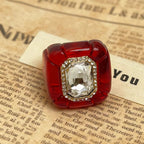 Designer Multi Color Enamel Gold Plated Square Cocktail Ring Bulk