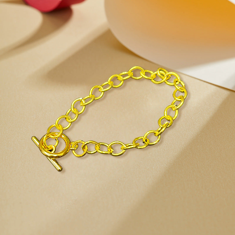 Luxury Gold Plated Chunky Oval Link Chain Toggle Clasp Bracelet Bulk