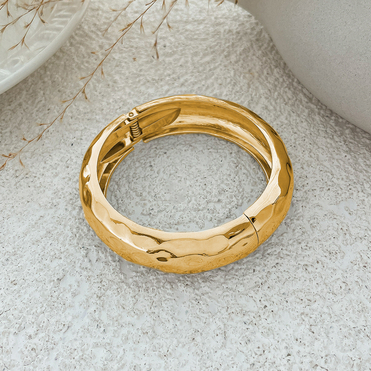 Beaten Finish 18K Gold Silver Anti Tarnish Kada Bangle Bracelet Bulk