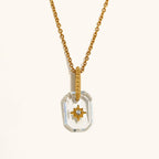 Rectangle Star Transparent 18K Gold Stainless Steel Anti Tarnish Pendant Chain Necklace For Women
