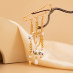 Vintage Safety Pin & Ceramic Charm Gold Beads Brooch For Women Bulk
