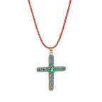 Cross Rosary Prayer Crystal Enamel 18K Gold Thread Anti Tarnish Necklace Pendant For Women