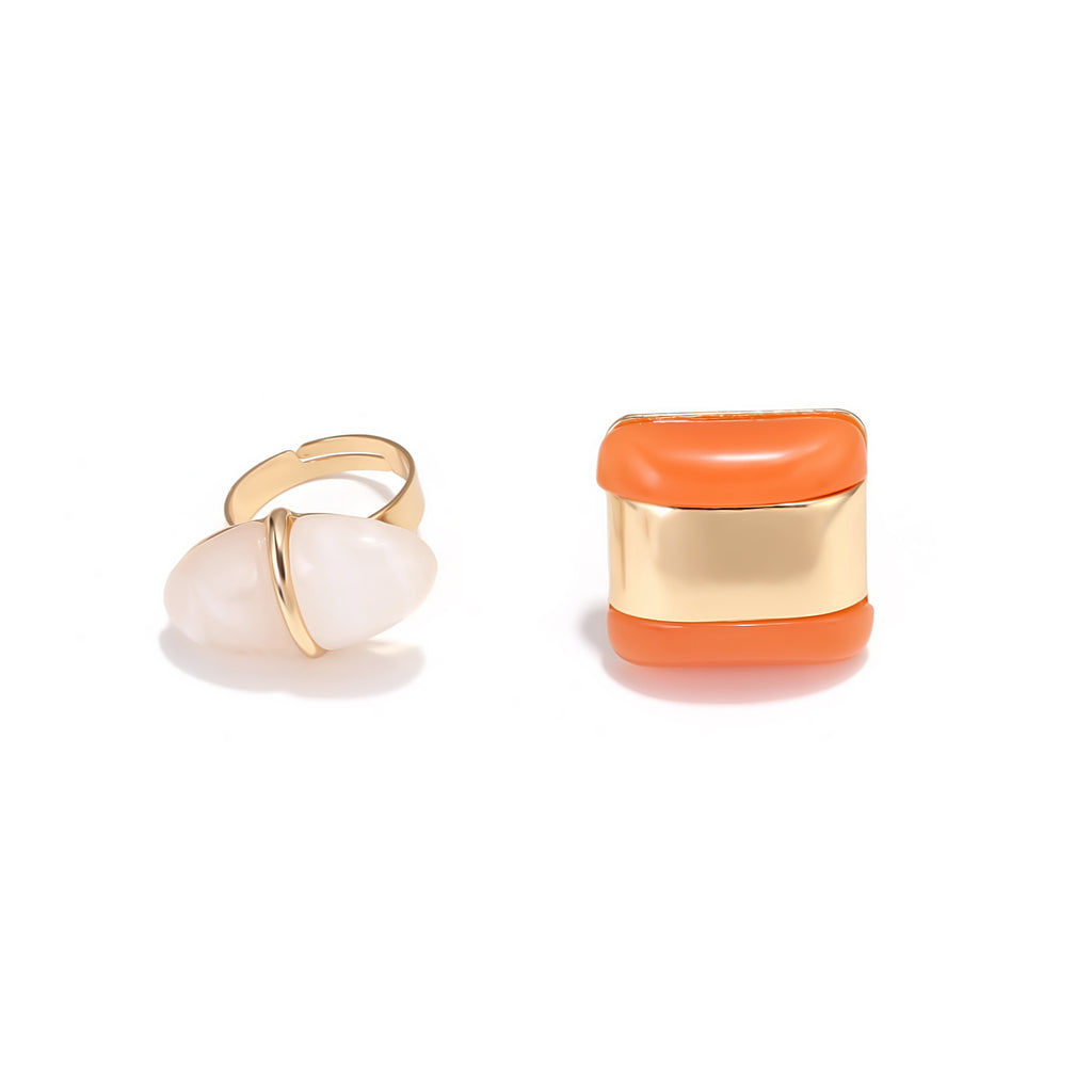 Luxury Green & Orange Resin Gold Plated Adjustable Ring For Women Bulk