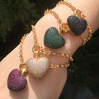 Multi Color Heart Cubic Zirconia Anti Tarnish Copper Bracelet Women Bulk