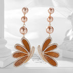 Butterfly 18K Gold Brown Pearl Cubic Zirconia Dangler Earring Bulk