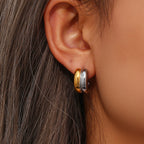 Tiny Glossy Classic 18K Gold Silver Hoop Stud Earring For Women Bulk