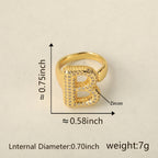 All Initial Letter Alphabets CZ Gold Anti Tarnish Adjustable Ring Bulk