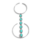 Oval Turquoise Green Beards Green Silver Open Arm Bracelet Women Bulk