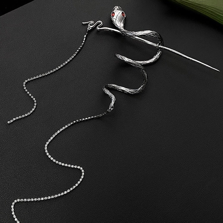 Luxury Snake Design Silver Plated Rhinestone Hair Accessories Bulk