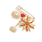 Multi Color Sun,Heart,Pearl,SafetyPin Gold Enamel Brooch For Women Bulk