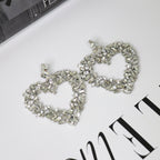 Heart Geometric Shape Of Solitaire CZ Silver Dangler Earring Bulk