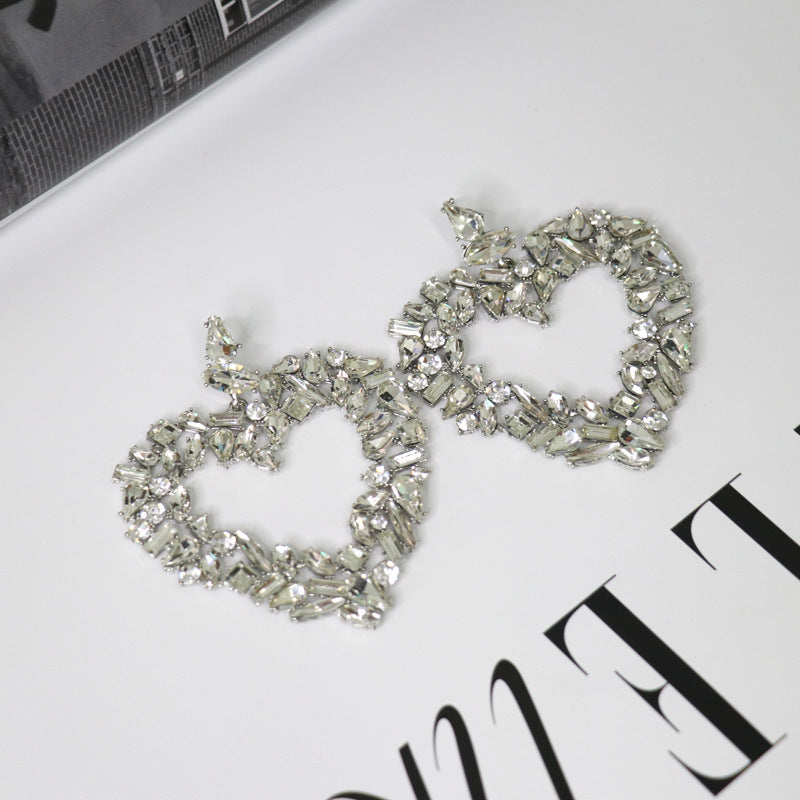 Heart Geometric Shape Of Solitaire CZ Silver Dangler Earring Bulk