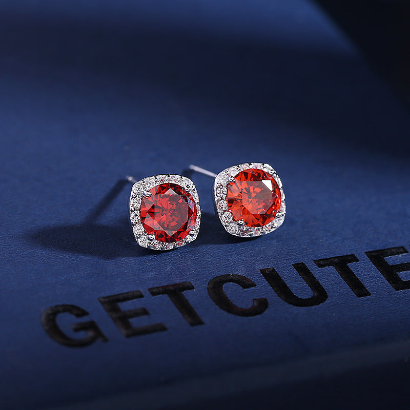 Bulk Square Silver CZ Halo Stud Earrings â€“ Anti Tarnish Copper