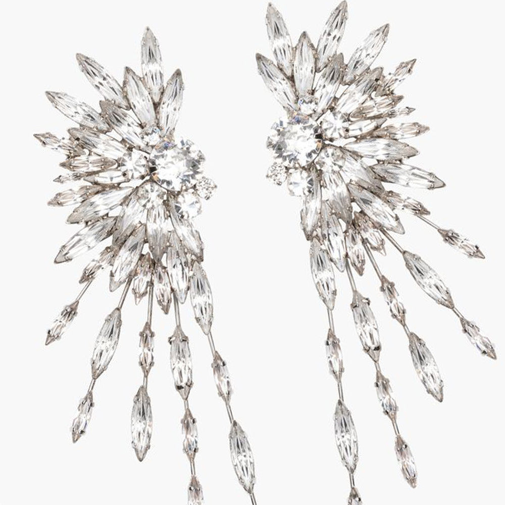 Sparkle Solitaire Rhinestone Silver Dangler Earring For Women