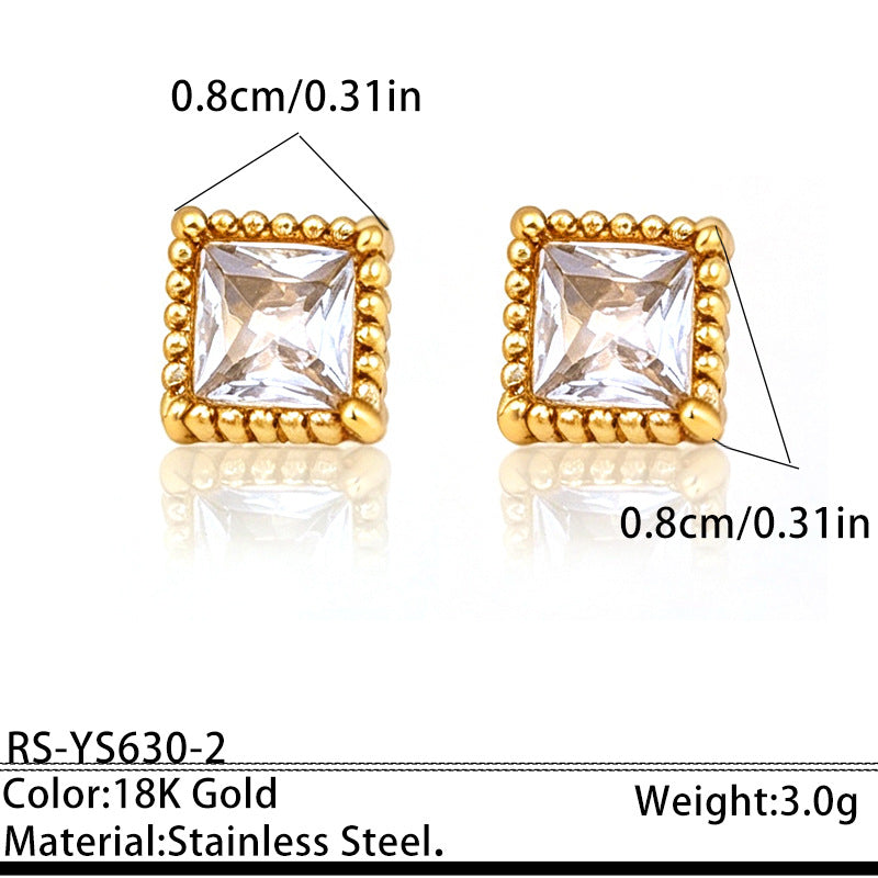 Designer Round Teardrop Square Heart Gold CZ Copper Stud Earrings Bulk