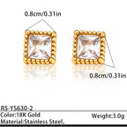 Designer Round Teardrop Square Heart Gold CZ Copper Stud Earrings Bulk