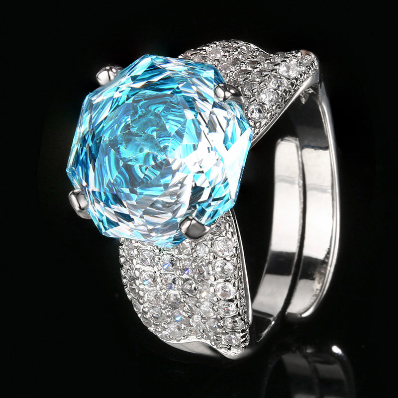 Rose Solitaire Cubic Zirconia Silver Anti Tarnish Adjustable Ring Bulk