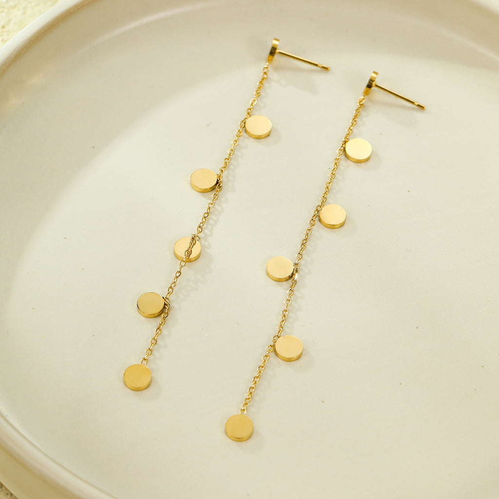 18K Gold Silver Stainless Steel Anti Tarnish Dangle Long Tassel Chain Earrings For Women