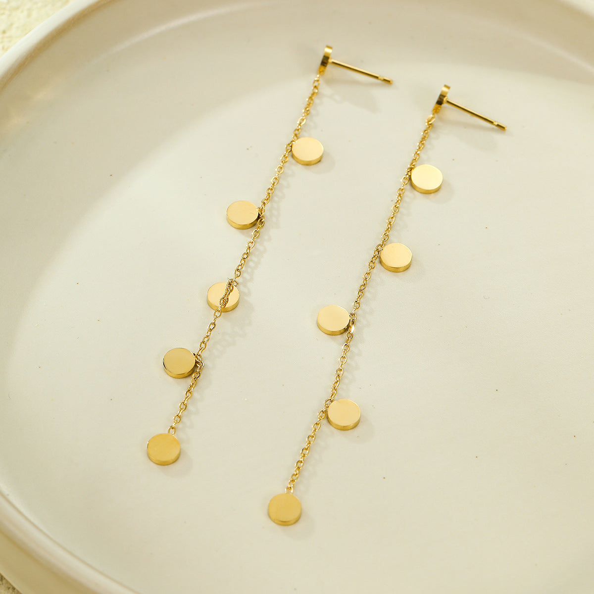 18K Gold Silver Stainless Steel Anti Tarnish Dangle Long Tassel Chain Earrings For Women