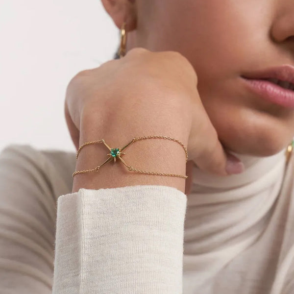 Bulk Green Star Gold Plated Cubic Zirconia Brass Bracelet For Women Secondary image