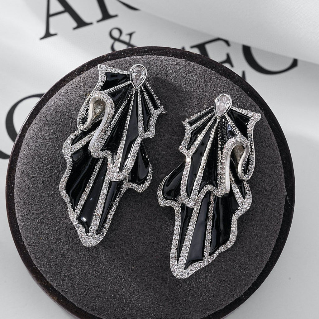 Studded Silver Maroon Red Cubic Zirconia Dangler Earring Women Bulk