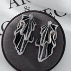Studded Silver Maroon Red Cubic Zirconia Dangler Earring Women Bulk