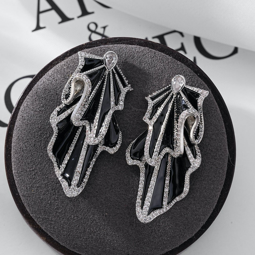 Studded Silver Maroon Red Cubic Zirconia Dangler Earring Women Bulk