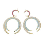 Pink Blue 18K Gold Plated CZ Anti Tarnish Dangler Earring Bulk