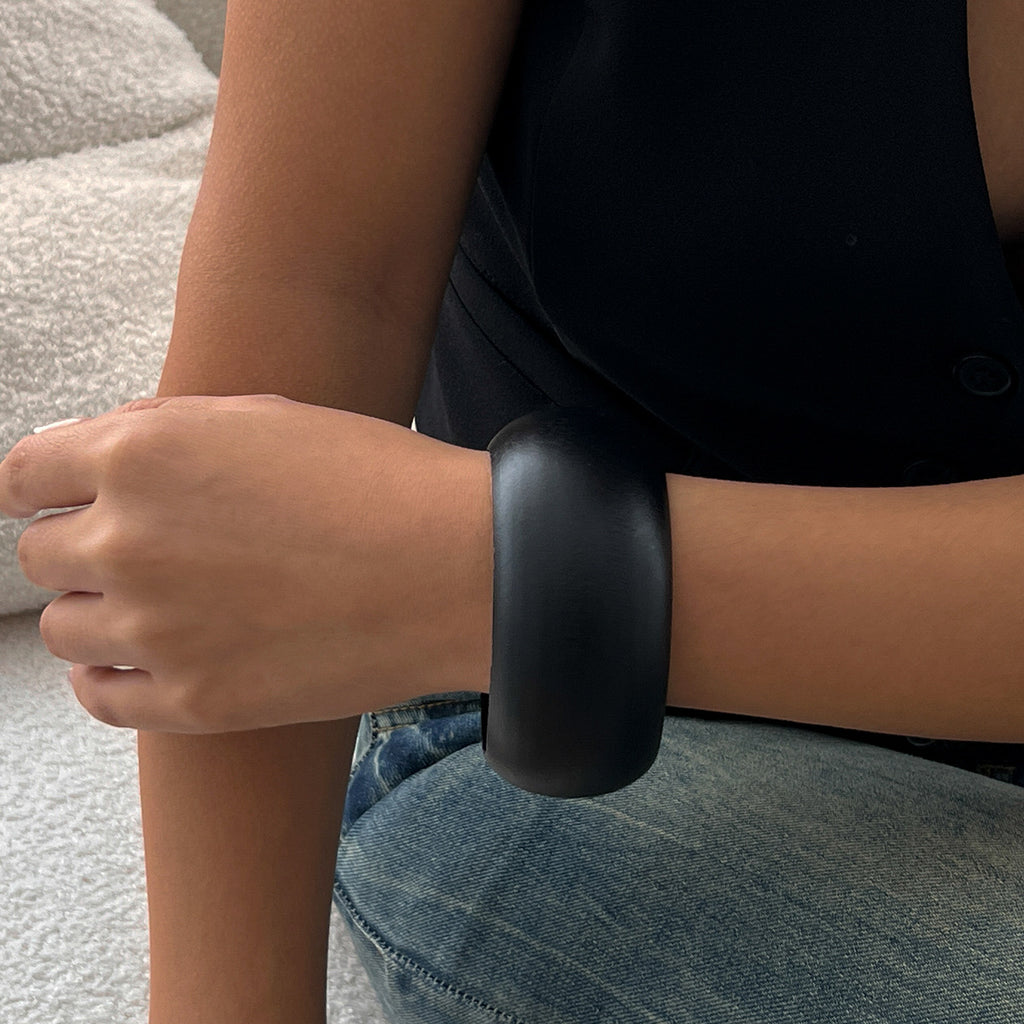 Round Wooden Black Brown Cuff Kada Bracelet For Women Bulk