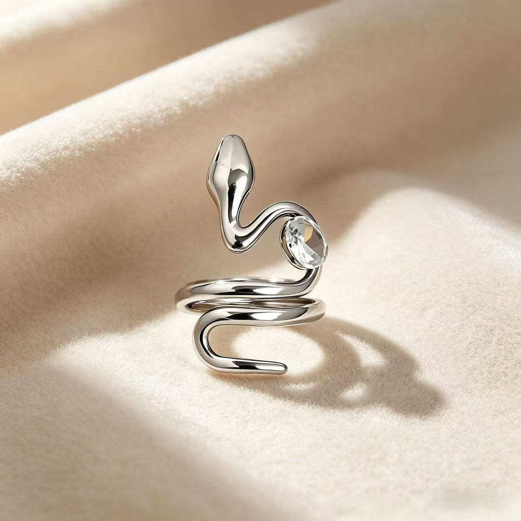 Designer Serpent Style Gold Silver CZ Copper Adjustable Ring Bulk