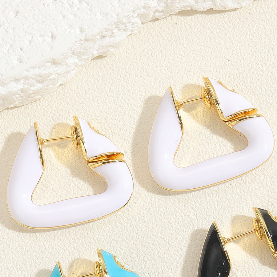 Colorful Geometric Triangle 18K Gold Hoop Earring For Women Bulk