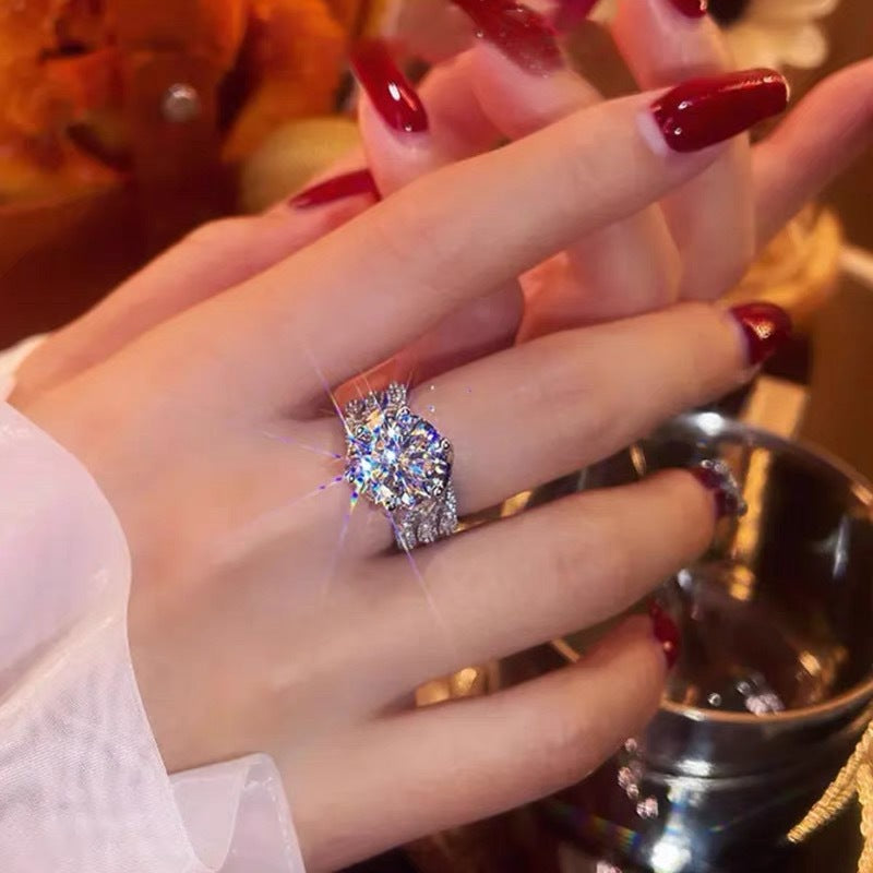 Round Solitaire Cubic Zirconia Silver Anti Tarnish Free Size Ring Bulk Main image