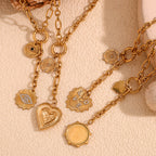 Wheel Heart 18k Gold Stainless Steel Anti Tarnish Necklace Pendant Chain For Women