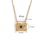 Green Evil Eye Gold CZ Stainless Steel Necklace & Cuff Bracelet Bulk