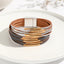 Black Grey 18K Gold Leather Multi-Layer Wrist Band Bracelet Women Bulk